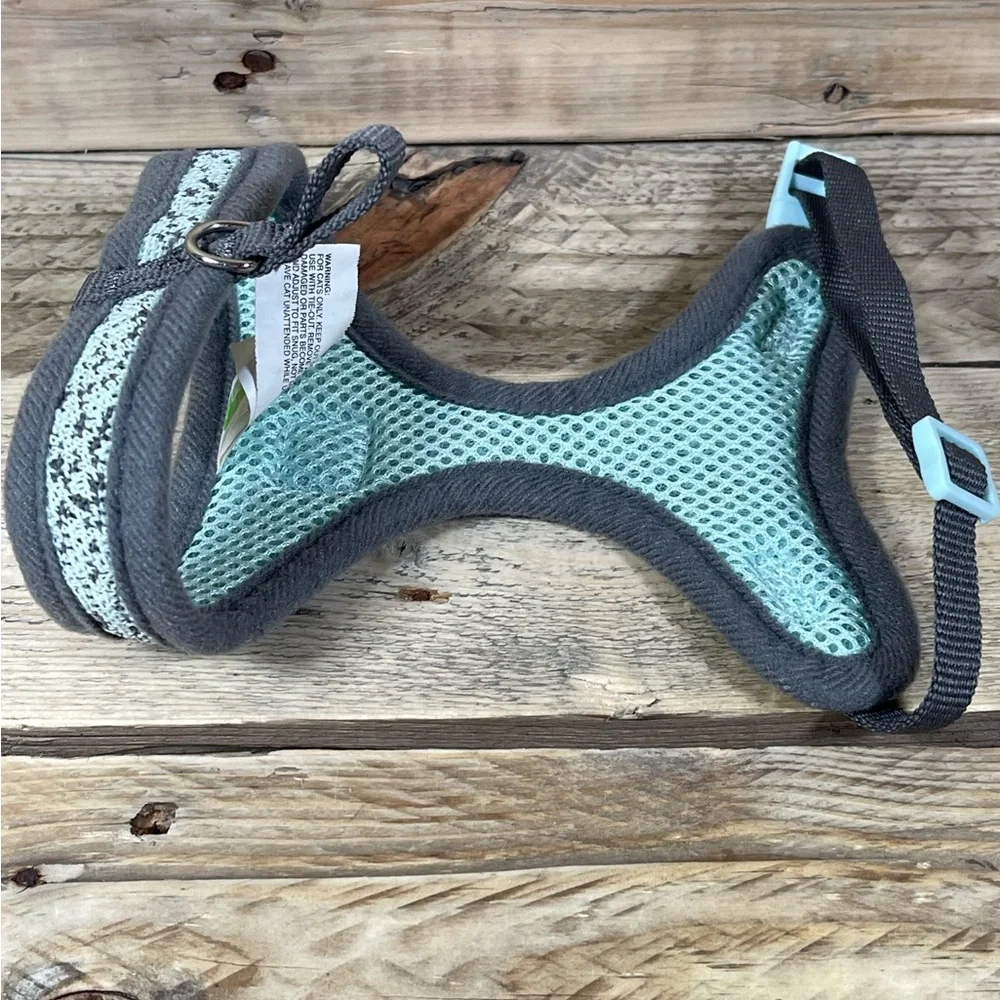 Simply Cat Harness Size 0/S Green Gray Comfort Mesh Leash Pet Dog Collar Trainer